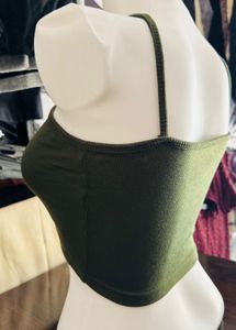 Olive Green Cross Halter Top