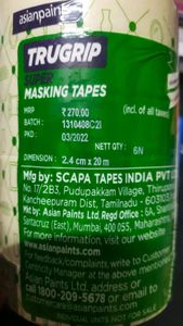 ✌💥Asian Paint trugrip super masking tapes pack of 2 size 2.4m×20m (roll 2pack)