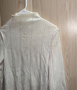 Off-White Ribbed Long Sleeve Top