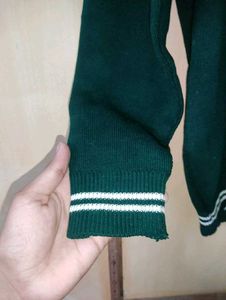 Boys Dark Green Winter Sweater | V-Neck