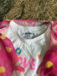 Floral Print T-shirt and Shrug Set