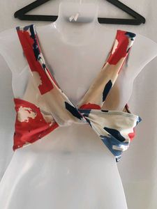 Floral Print V-Neck Bikini Top