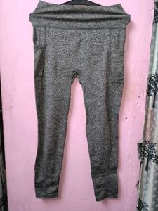 Grey Marled Leggings with Pockets