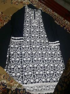 Elegant Black & White Embroidered Kurti