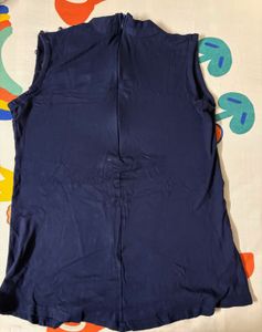 Navy Blue Top with Red Embroidery