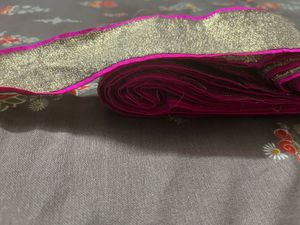 Vibrant Pink & Gold Border lace