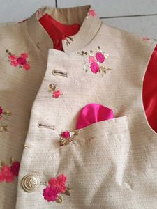 Elegant Floral Embroidered Nehru Jacket Set