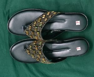 Women Comfy Black Embellished Flats UK 5