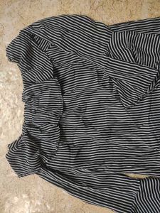 Striped Off-Shoulder Bell Sleeve Top