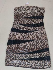 Leopard Print Strapless Mini Dress