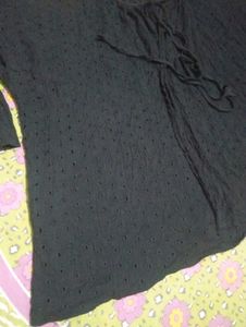 Black Eyelet Lace-Up Top