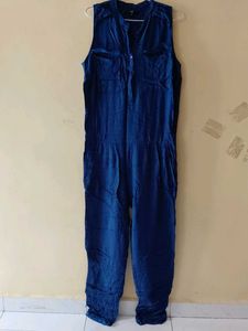 Branded Blue Sleeveless Jumpsuit
