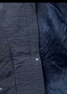 Warm Navy Puffer Jacket with Fur Hood
