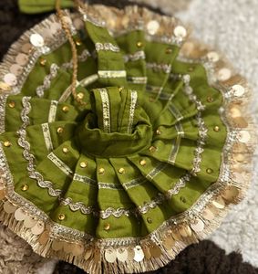 Elegant Green Laddu Gopal  dress with Sequins