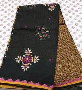 beautiful cotton embroidery saree