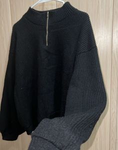 Black Half-Zip Knit Sweater