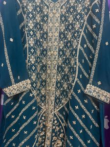 Fancy Teal Embroidered Kurta Set