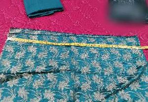 Elegant Teal Dress Material with Floral Border