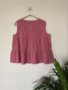 Embroidered Pink Sleeveless Top