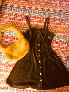 🍏🌅Cute vintage olive Button-Down Dress