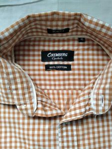Orange Men Checked Shirt Button-Down
