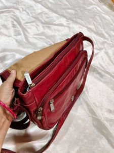 Stylish Red Leather Crossbody Bag