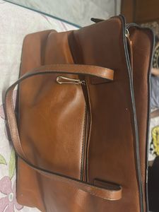 Brown Chain Accent Satchel