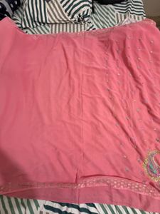 Elegant Pink Embroidered Saree