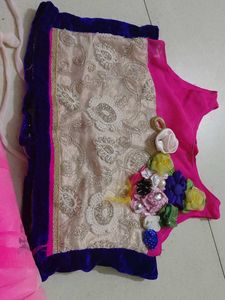 Designer Pink &amp; White Ombre Lehenga Choli