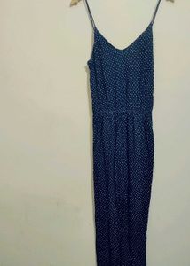 Navy Blue Polka Dot Jumpsuit For 34 Bust