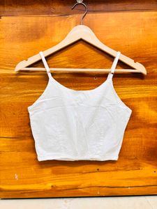 White Spaghetti Strap Crop Top