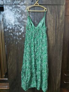 H&amp;M Tropical Green Leaf Print Dress