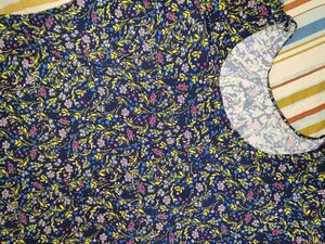 Floral Print kurta like dress with Lace Trim