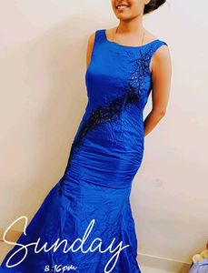 Blue Mermaid Evening Gown