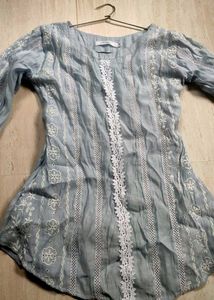 soft blue embroidery top