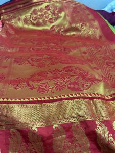 Elegant Red & Gold Silk Saree