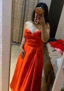 Stunning Orange Strapless Gown