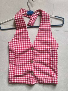 PRICE DROP! Red Gingham Halter Neck Top