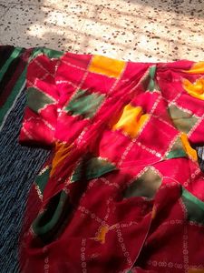 Red Bandhani saree