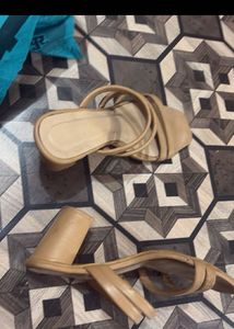 Stylish Beige Block Heel Sandals