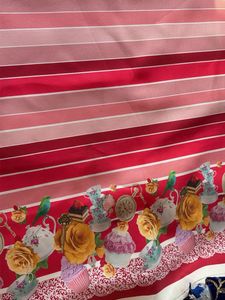 2mtr Imported Red Striped with Floral Border