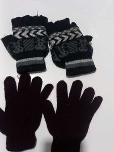 Two Pair Gloves For 10 Years Kids