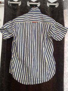 Vintage Striped Short Sleeve Button-Up Shirt