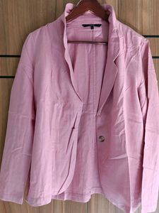 Chic Pink Linen Blend Blazer