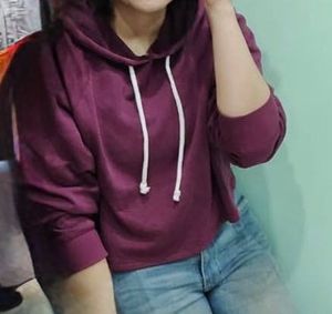 Purple Pullover Cropped Hoodie from Divided
