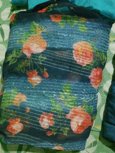 Elegant Floral Print Shawl &amp; Kurta Set