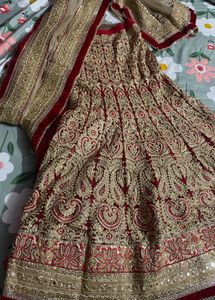 Royal Gold Embellished Lehenga Saree in Red