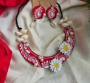 Handmade Clay Necklace & Earrings Set