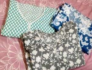 Set of 3 Printed Cotton Kurtis