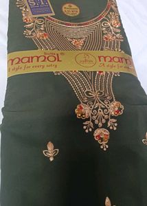 Olive Green Embroidered Kurta Cloth Material